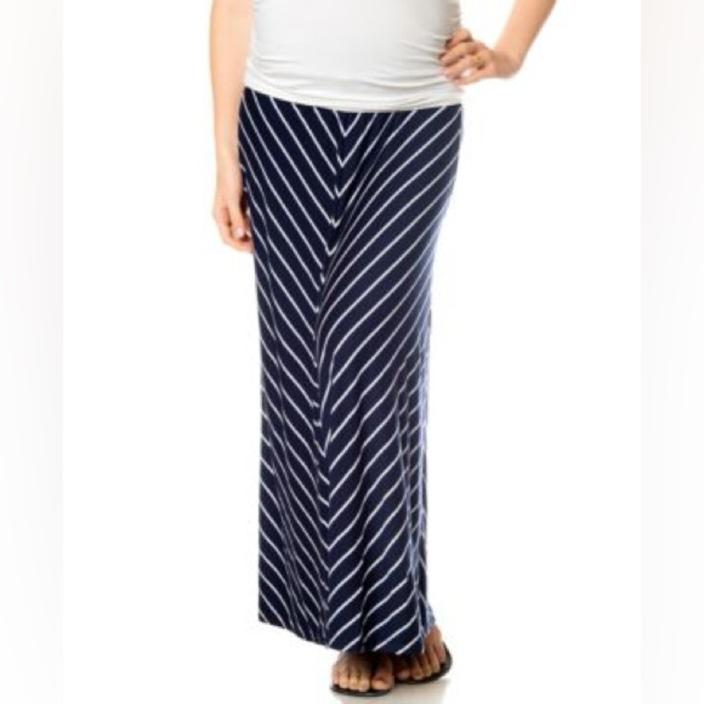 Motherhood Maternity Foldover-Waist Chevron-Stripe Maxi Skirt size S‎